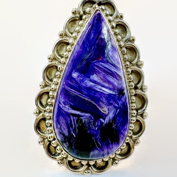 Chariote Ring, Purple Chariote, Sterling Silver, Size 9, Charite, Vintage Ring - Picture 2 of 5